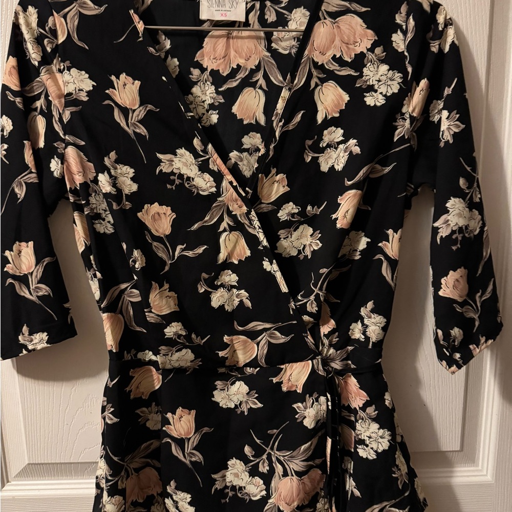 Sienna Sky Black Floral Wrap top